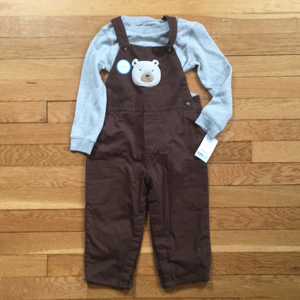 baby Boys Onsie with Brown Overalls